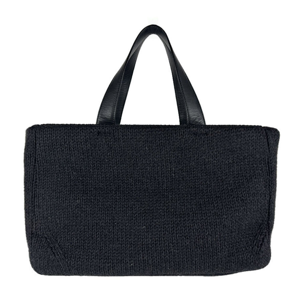 Prada handbag wool leather gray black